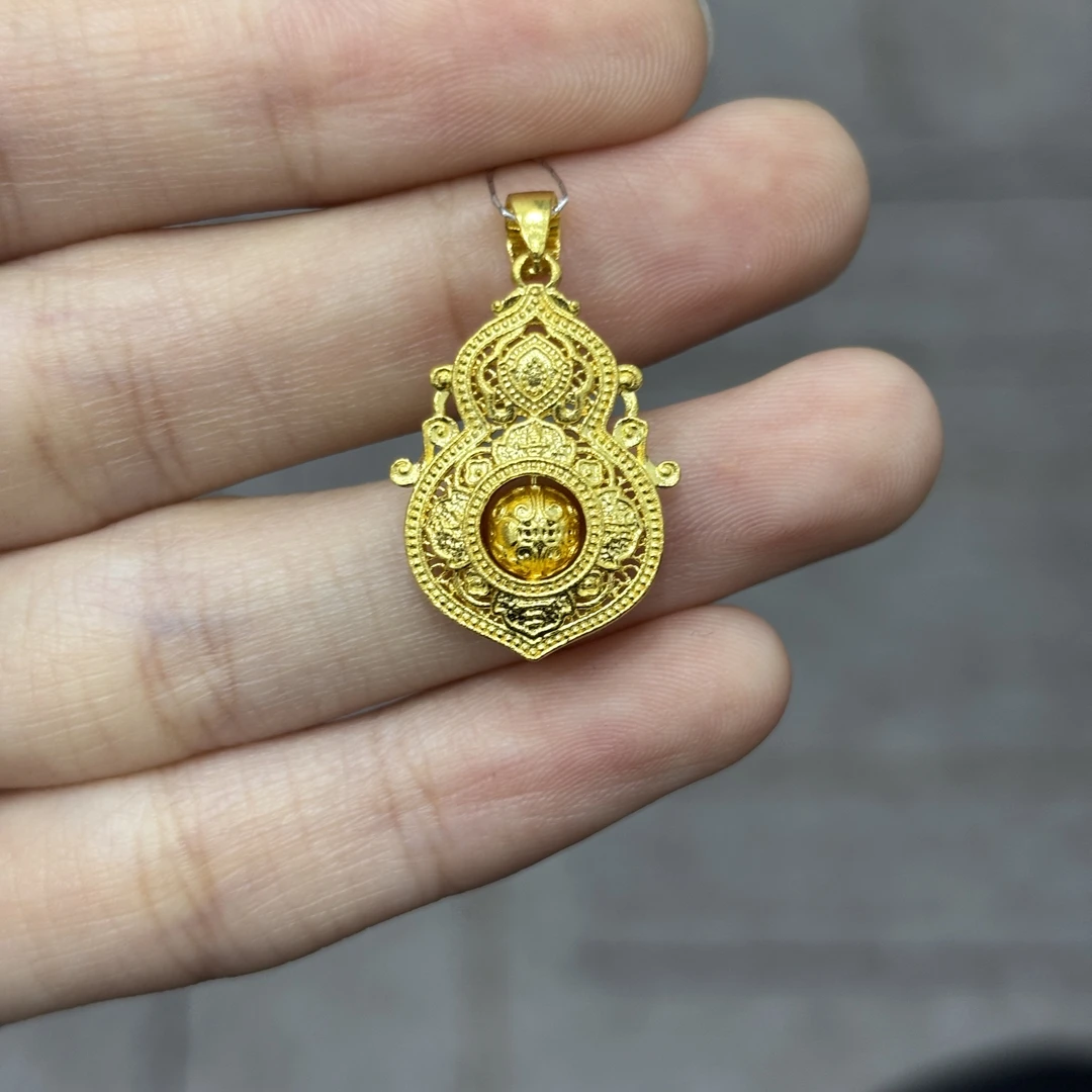 人生四美葫芦吊坠足金999 大气经典福禄黄金吊坠送女友送妈妈