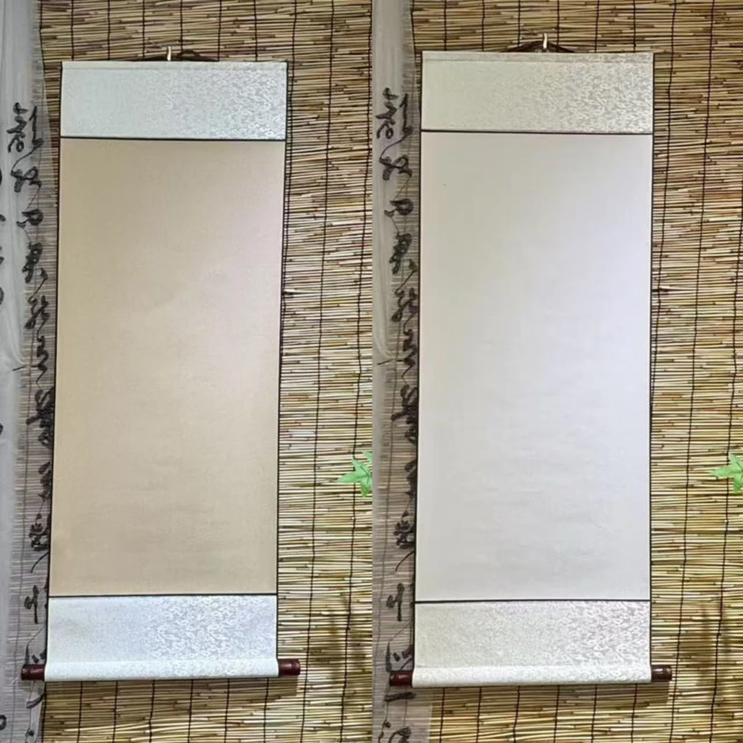 水墨景[45*90小三尺卷轴]全绫布人工精裱写字画画专用卷轴