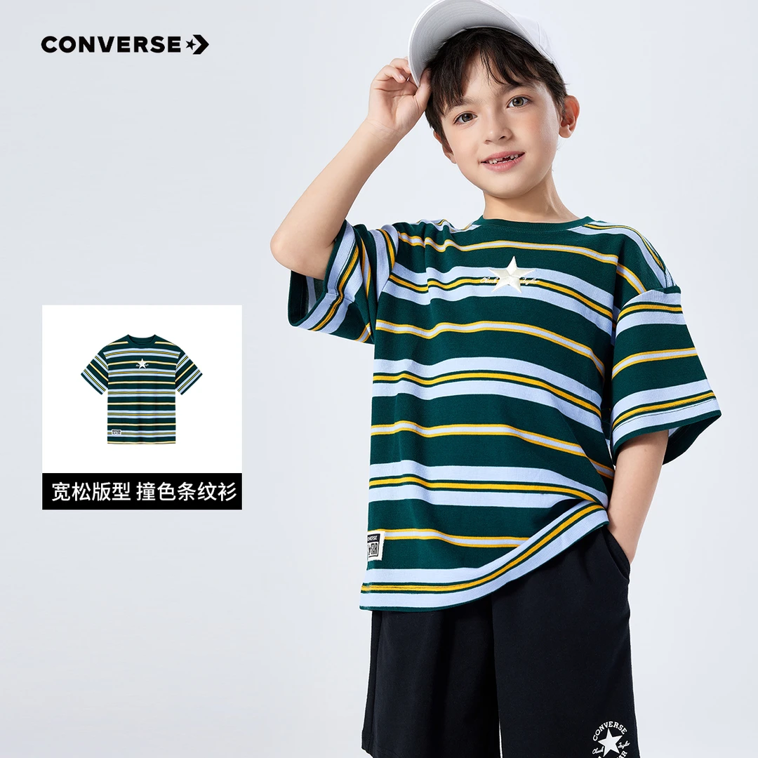CONVERSE匡威儿童男女童装休闲夏季圆领时尚宽松T恤 CNVN-TE-E010