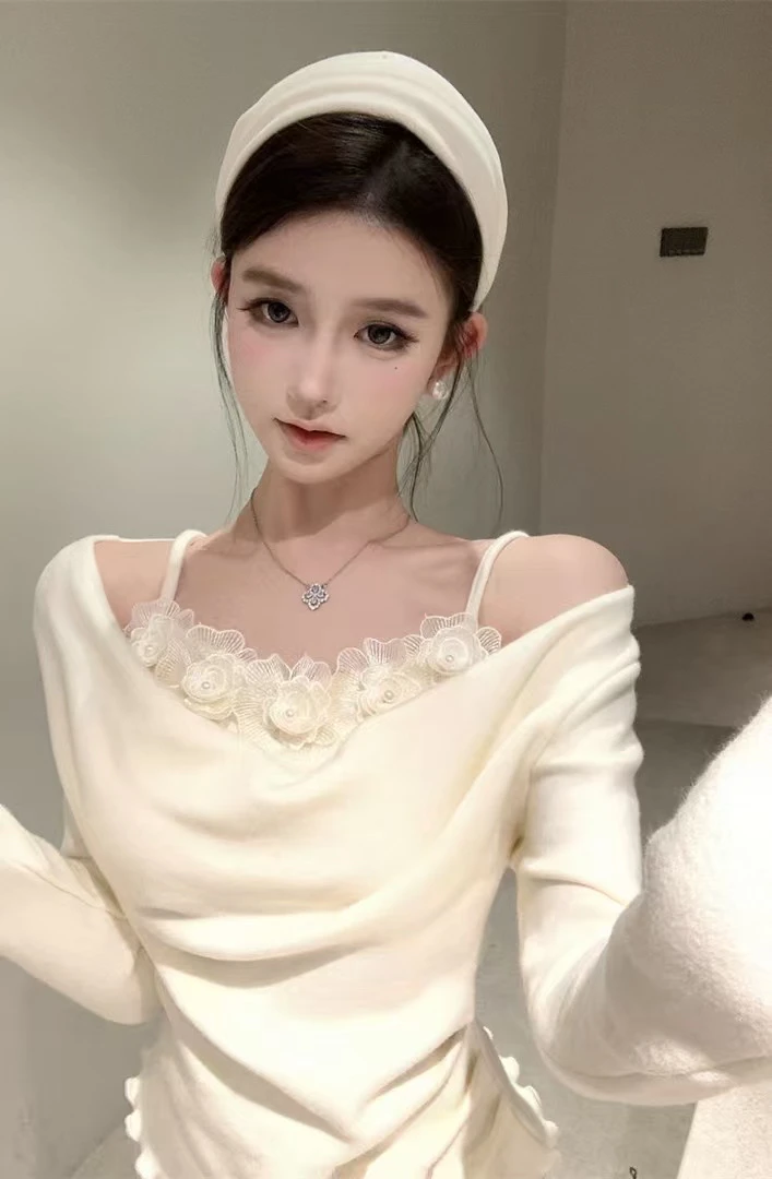 秋冬气质蕾丝性感拼接磨毛加厚打底内搭上衣女（备注编码）