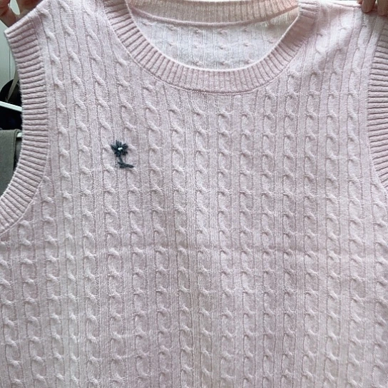 棉粉色麻花马甲背心123456