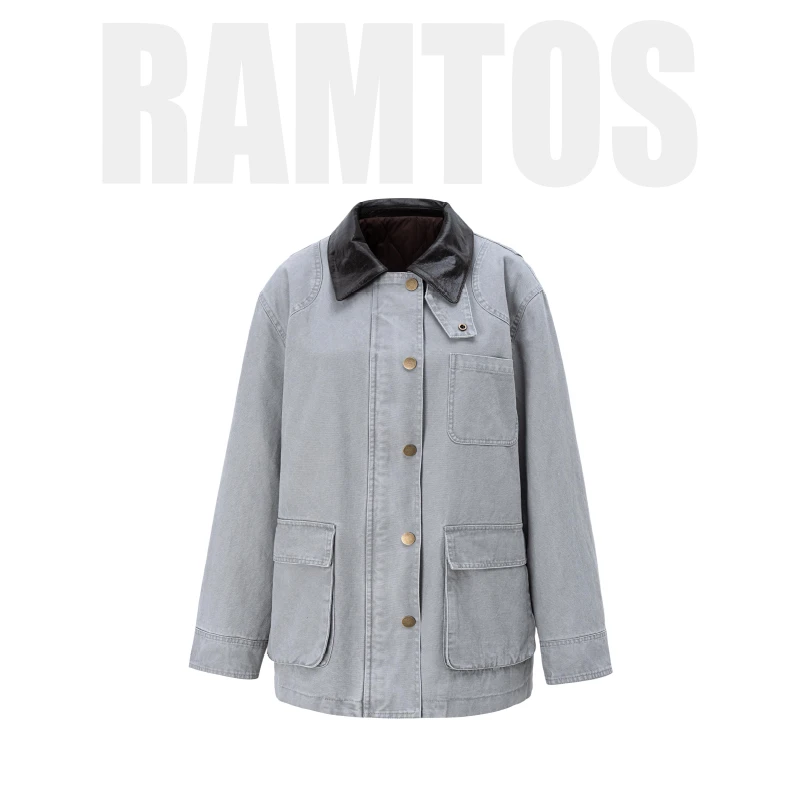 未使用 RAMTOS 巴恩风拼接工装鹅绒服TP033900