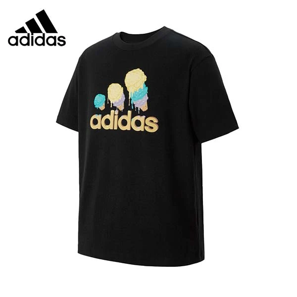 adidas/阿迪达斯短袖男女纯棉夏季透气印花T恤圆领休闲运动KC4597