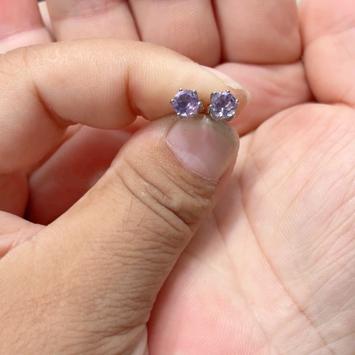 紫晶耳饰银S925镶嵌支持复检