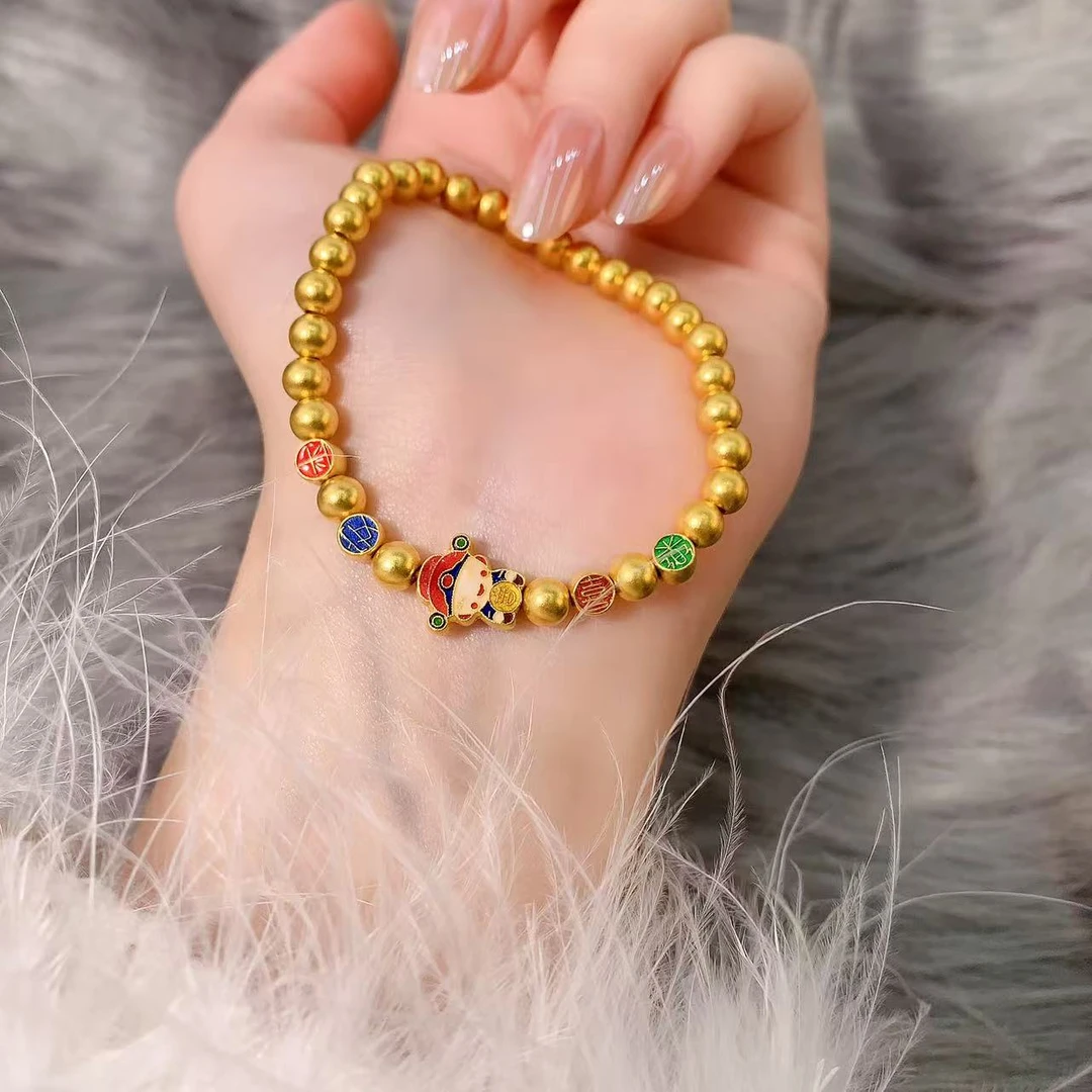 【伟新源】足金999 烧蓝工艺 财神手串15.12克