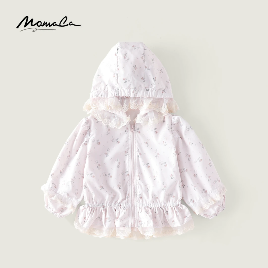 MOMOCO2025款春季新款女童碎花连帽韩版甜美外套77530107016