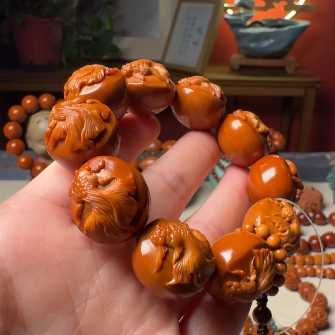 ℒ***এ手串/手链橄榄核手工金鱼满堂