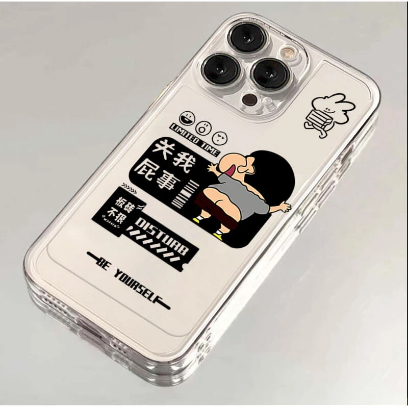 文字卡通小新适用iphone17promax16手机壳15苹果13透明12华为vivo