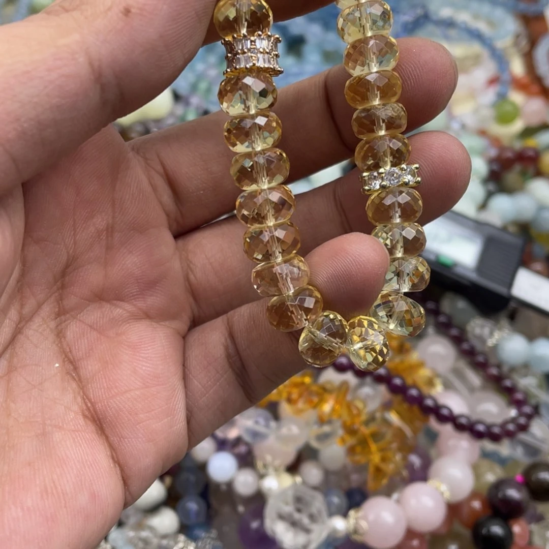 银S925镶嵌手链烟晶