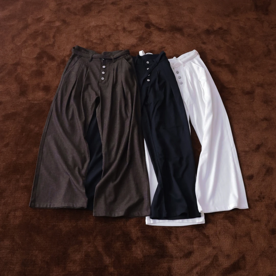 MAYU 新贵风高级感打褶设计纯色休闲西裤