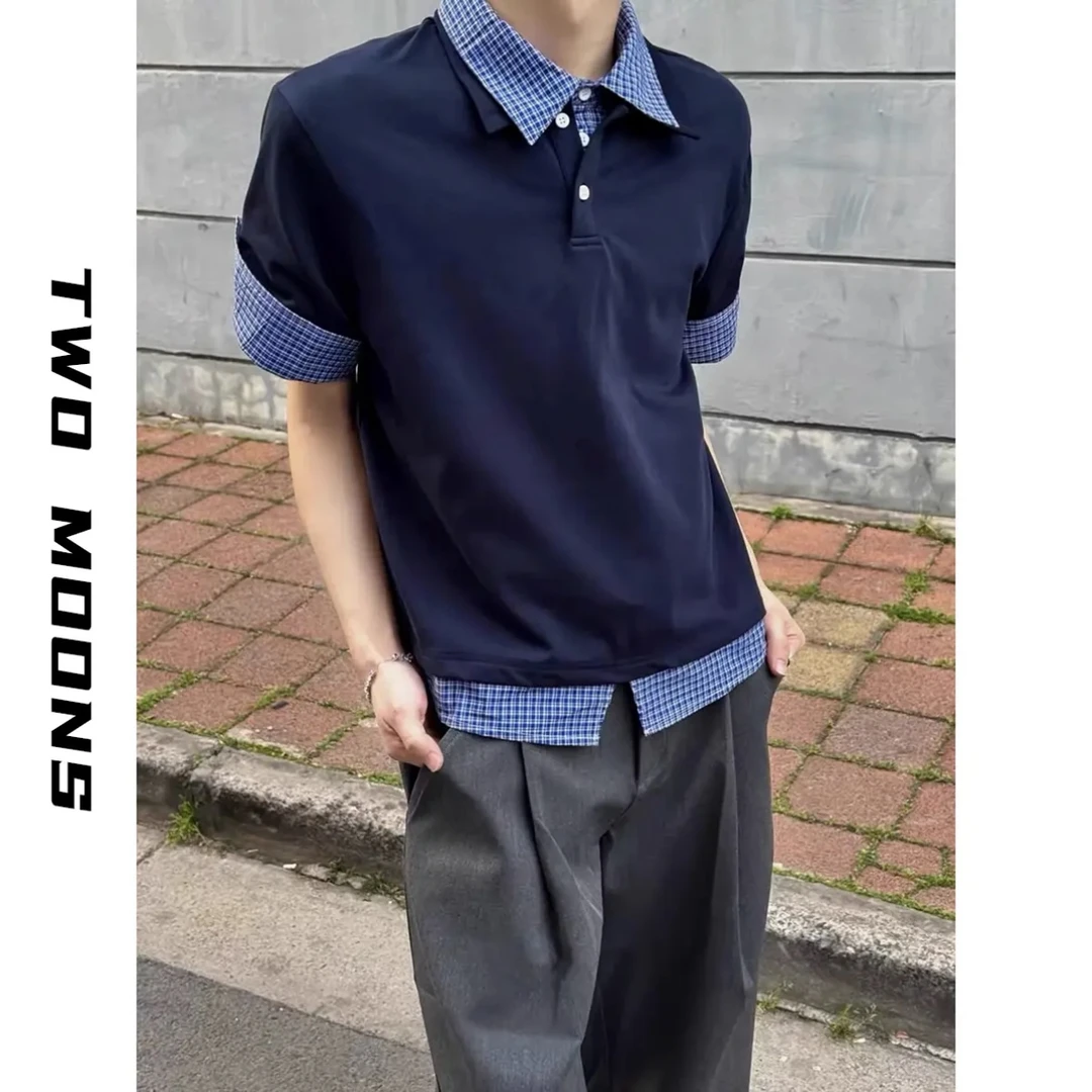两个月亮miu系老钱百搭短袖Polo衫男女春夏季基础通勤简约上衣T恤
