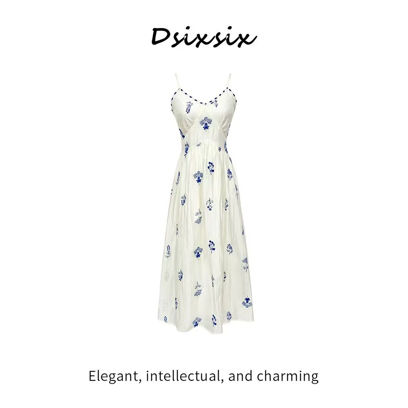 Meika-【闲日欢歌】法式减龄小个子浪漫甜美收腰显瘦吊带连衣裙夏季