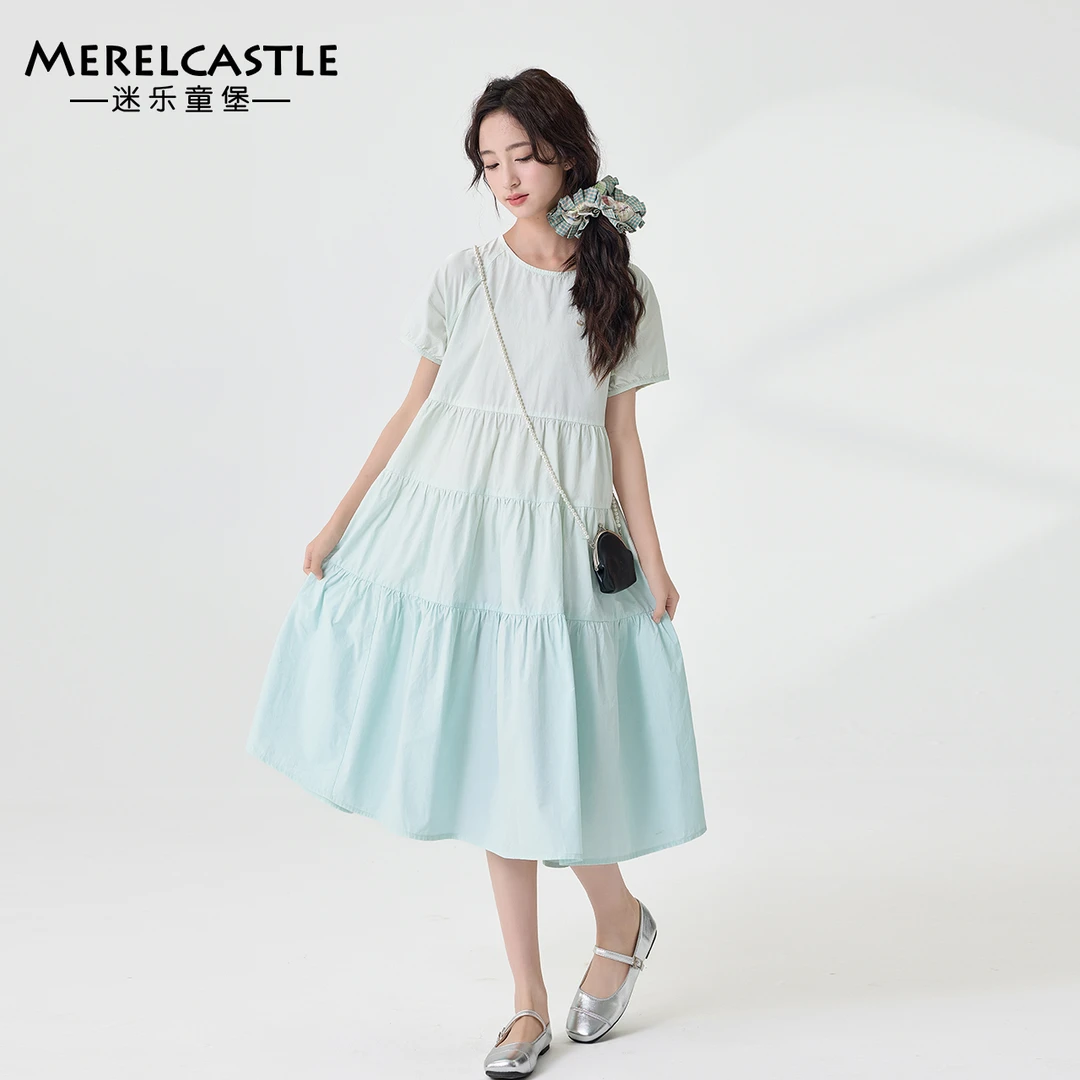 女童仙气飘飘裙子夏2025新款初中生女孩夏季女大童渐变超仙连衣裙