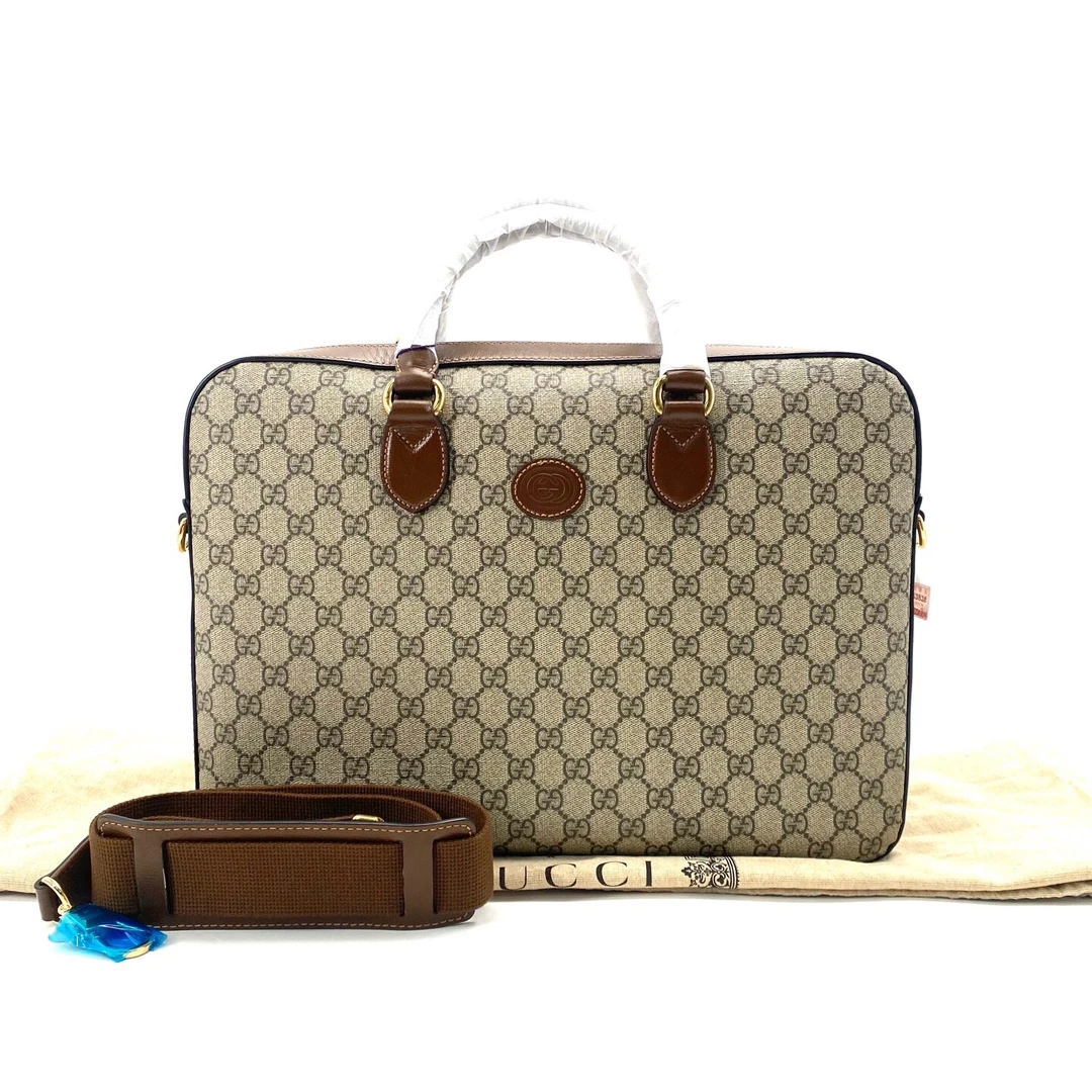 99新 GUCCI/古驰  新款老花拼皮公文包 40/30男包