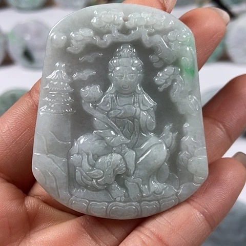 翡翠颈饰未镶嵌文殊菩萨福利