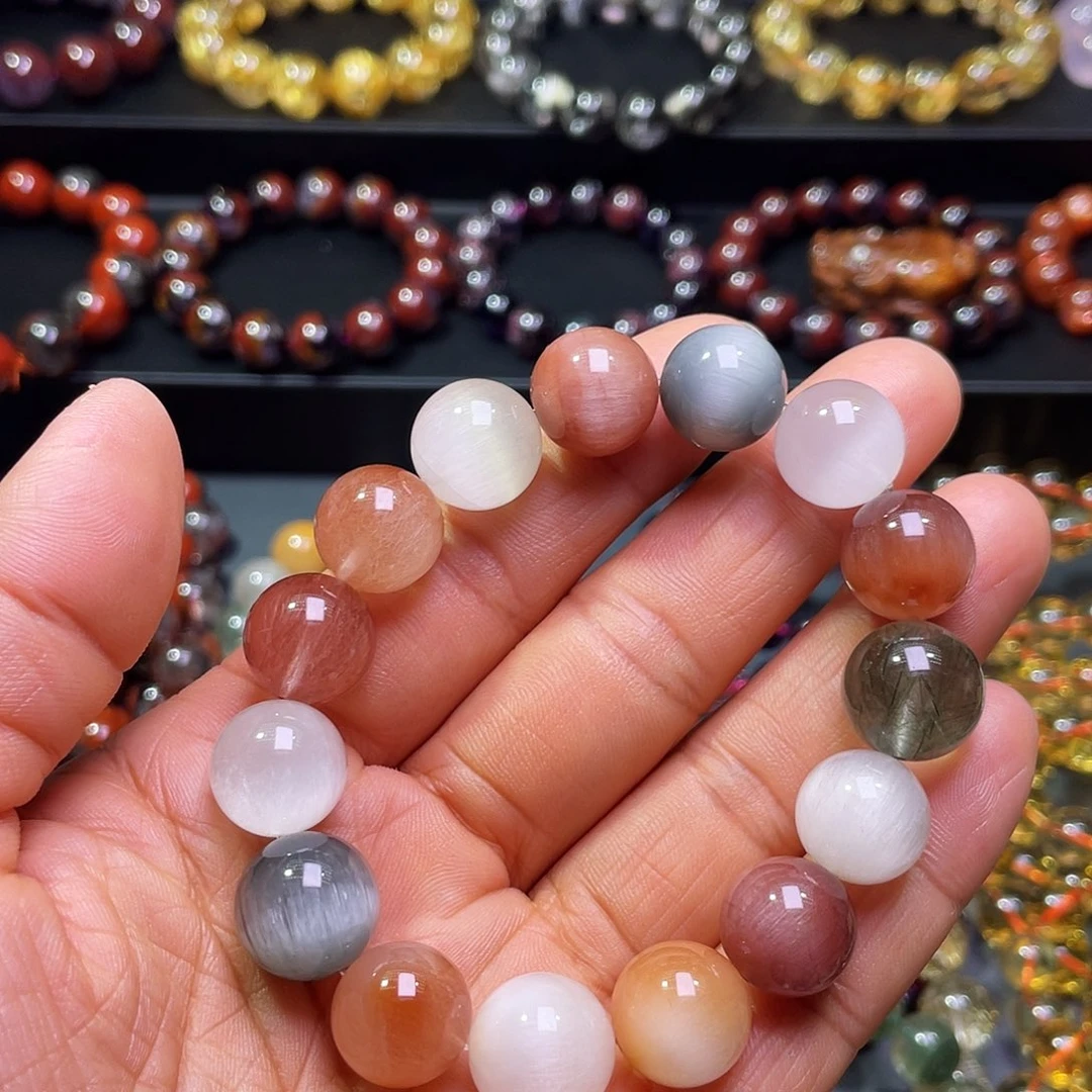 未镶嵌手链水晶彩兔毛