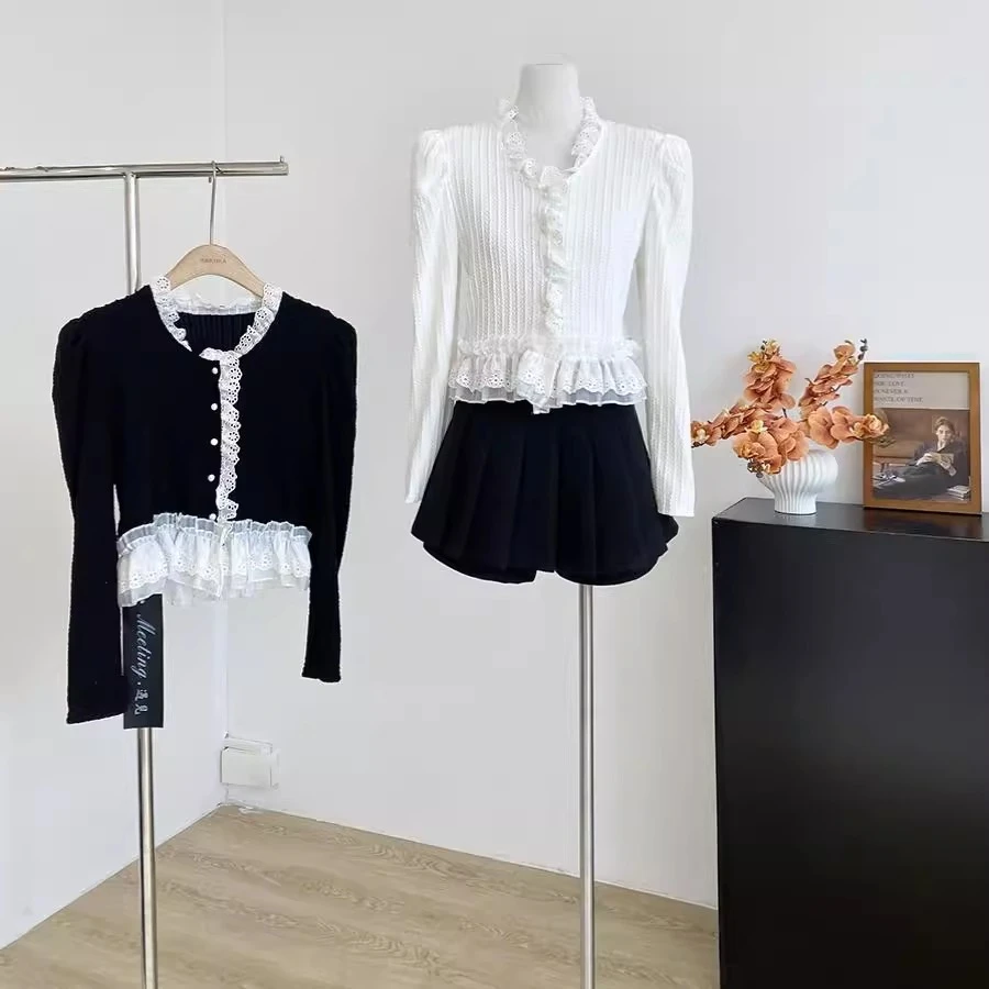 设计感小众蕾丝花边拼接长袖T女春季新款高级感法式洋气减龄上衣