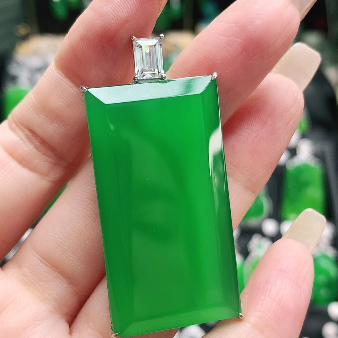 玛瑙/玉髓银S925镶嵌吊坠