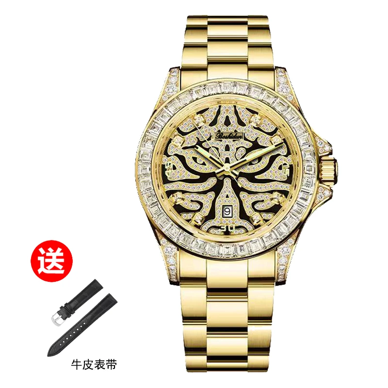 商务霸气豪镶虎迪系列夜光防水男表送皮带9123专属