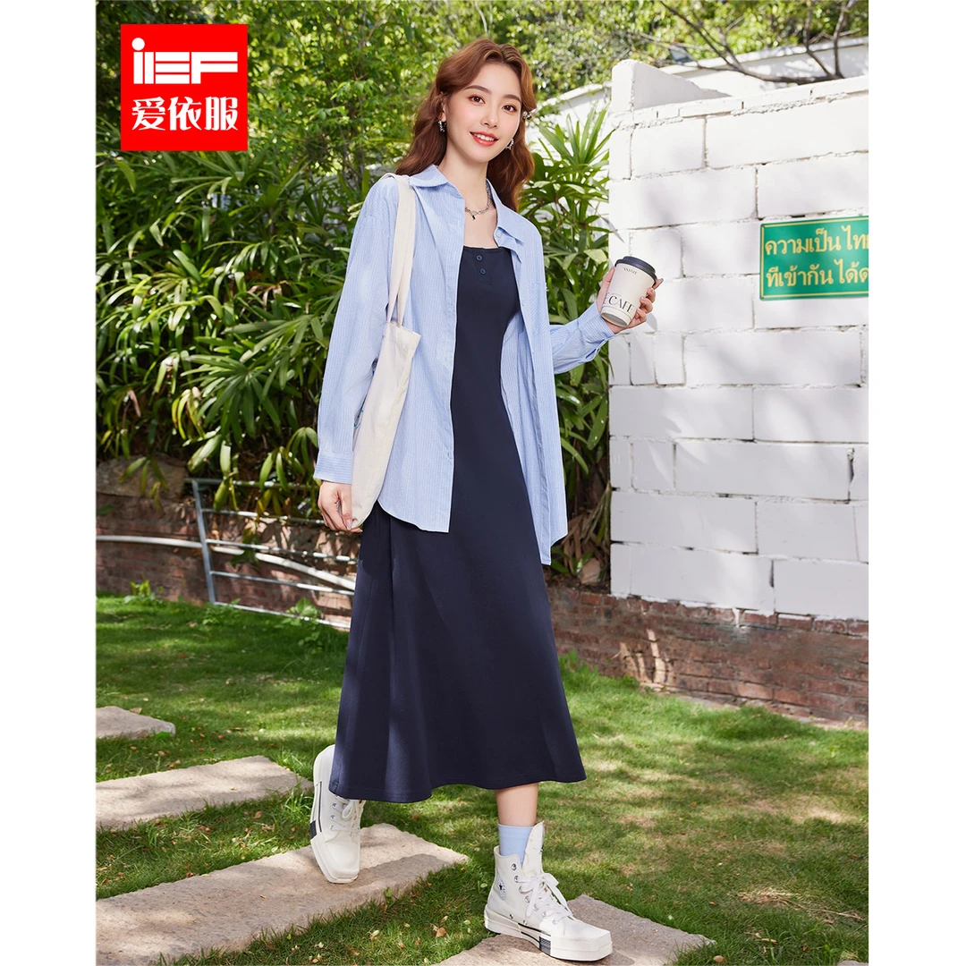 IEF/爱依服时尚套装2025春季新款韩版简约休闲慵懒风显瘦里外套裙