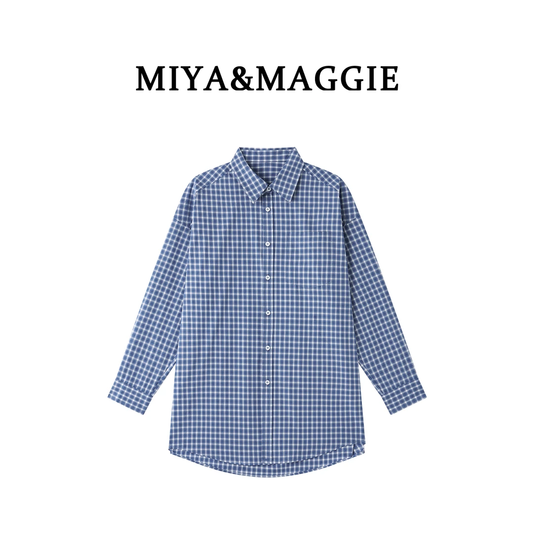 【解忧方格】格子女款宽松外穿衬衫休闲时尚长袖外套配同面料头花