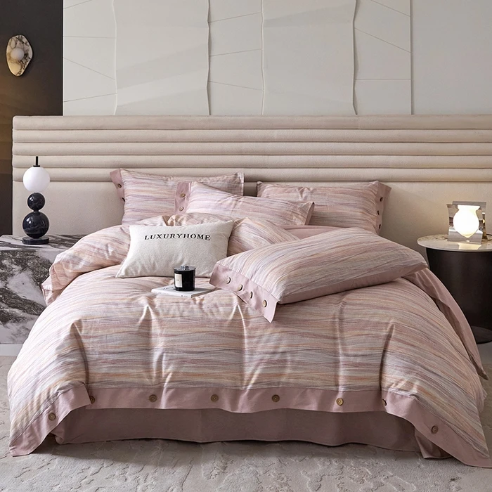 【妞妞旭鹏专属】本诗朵轻奢宽边纽扣款100%棉磨毛系列四件套