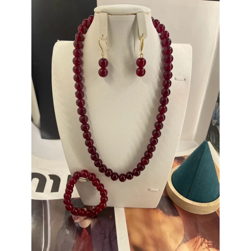 非金属玻璃项链 时尚项链玻璃项链三件套 时尚名族风手工精美