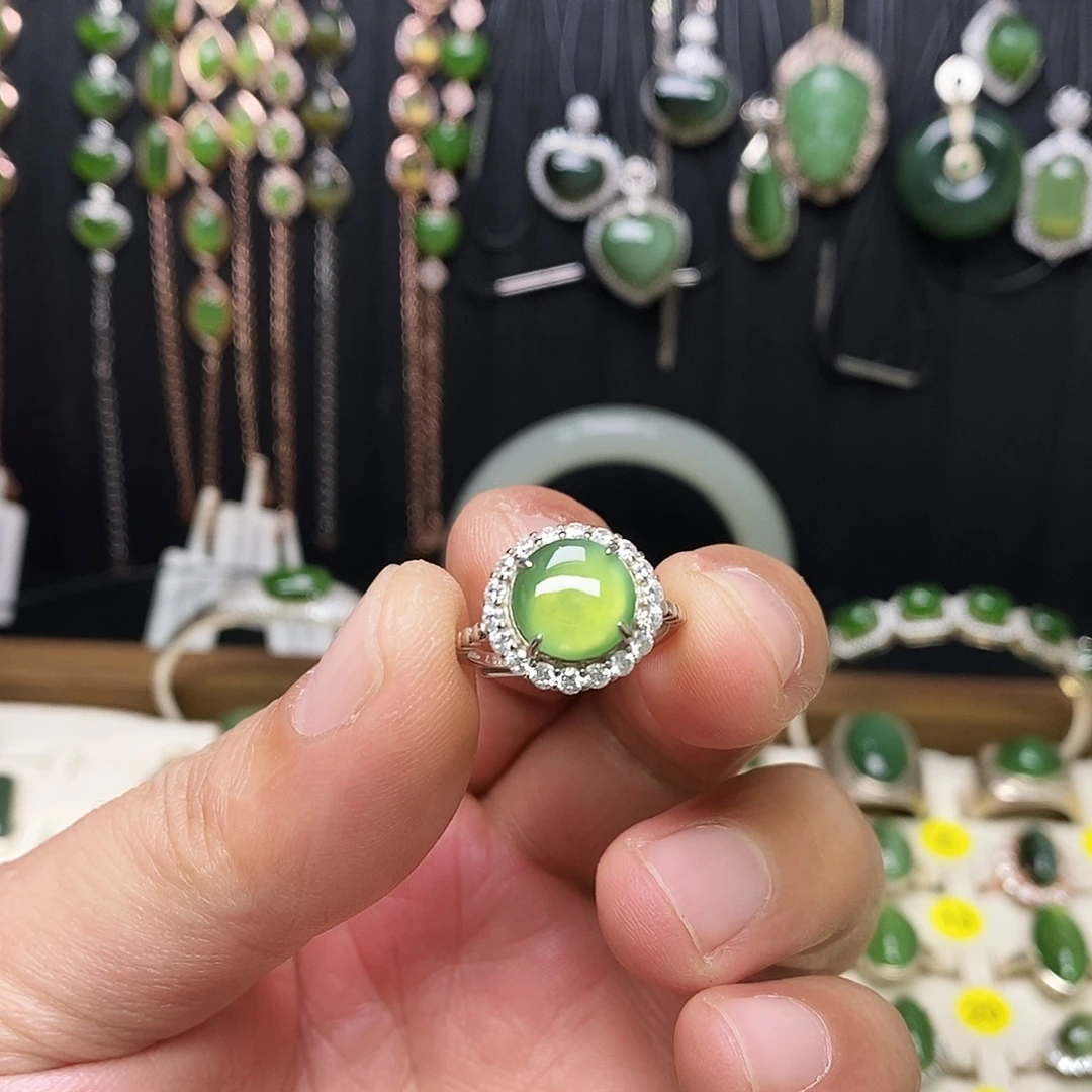 和田玉（碧玉）银S925镶嵌戒指