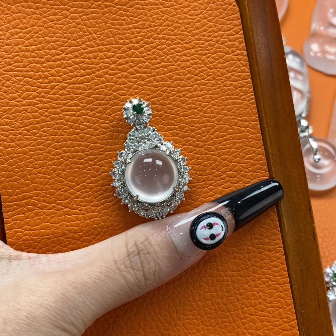 石英质玉吊坠(不含链)银S925镶嵌