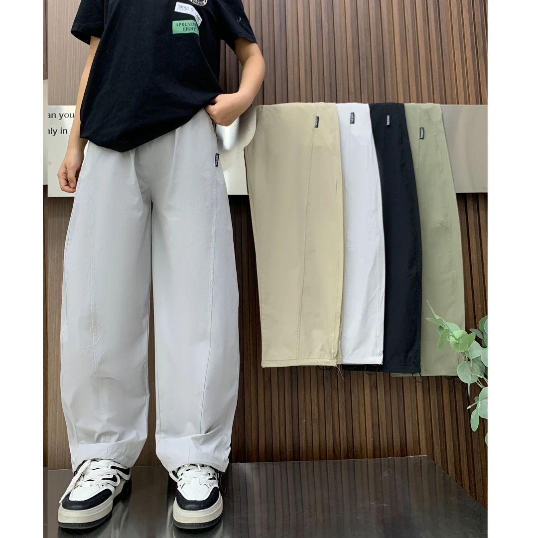 C082男大童青少年夏季弯刀速干裤男童冰丝裤子初中生长裤直筒薄款