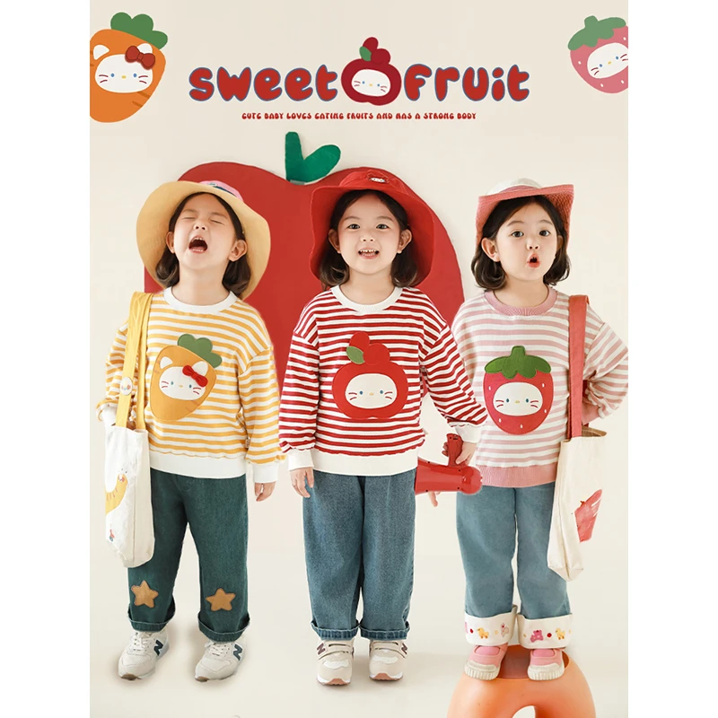 YOEHYAUL/幼悠【活力果园】春贰波女童长袖套头卫衣 C3165 C3165-1