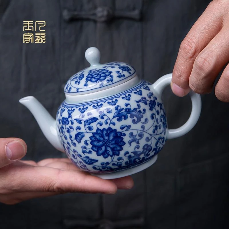 景德镇陶瓷彷古茶壶陶瓷家用单壶青花瓷功夫茶具普洱泡茶器礼赠
