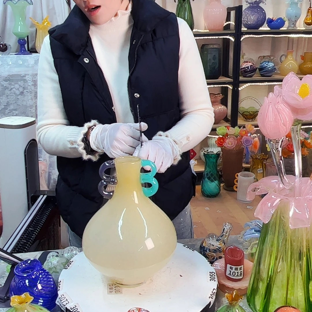 复古双耳瓶 福利家悦琉璃工艺品