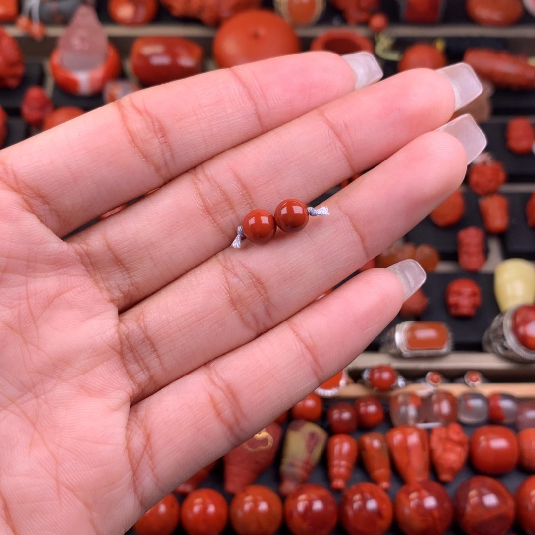 南红玛瑙未镶嵌圆珠对珠6