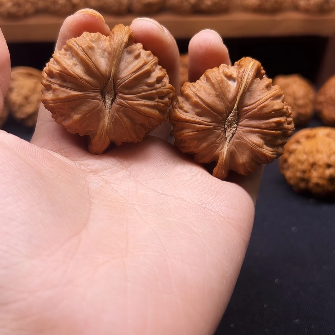 手***炮核桃把件红皮白狮子46全品