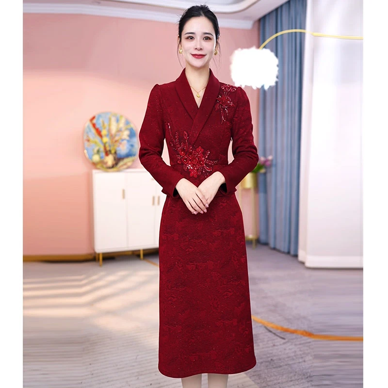 JG-24D257 新款2024年冬季时尚气质优雅显瘦假两件连衣裙 M-4XL