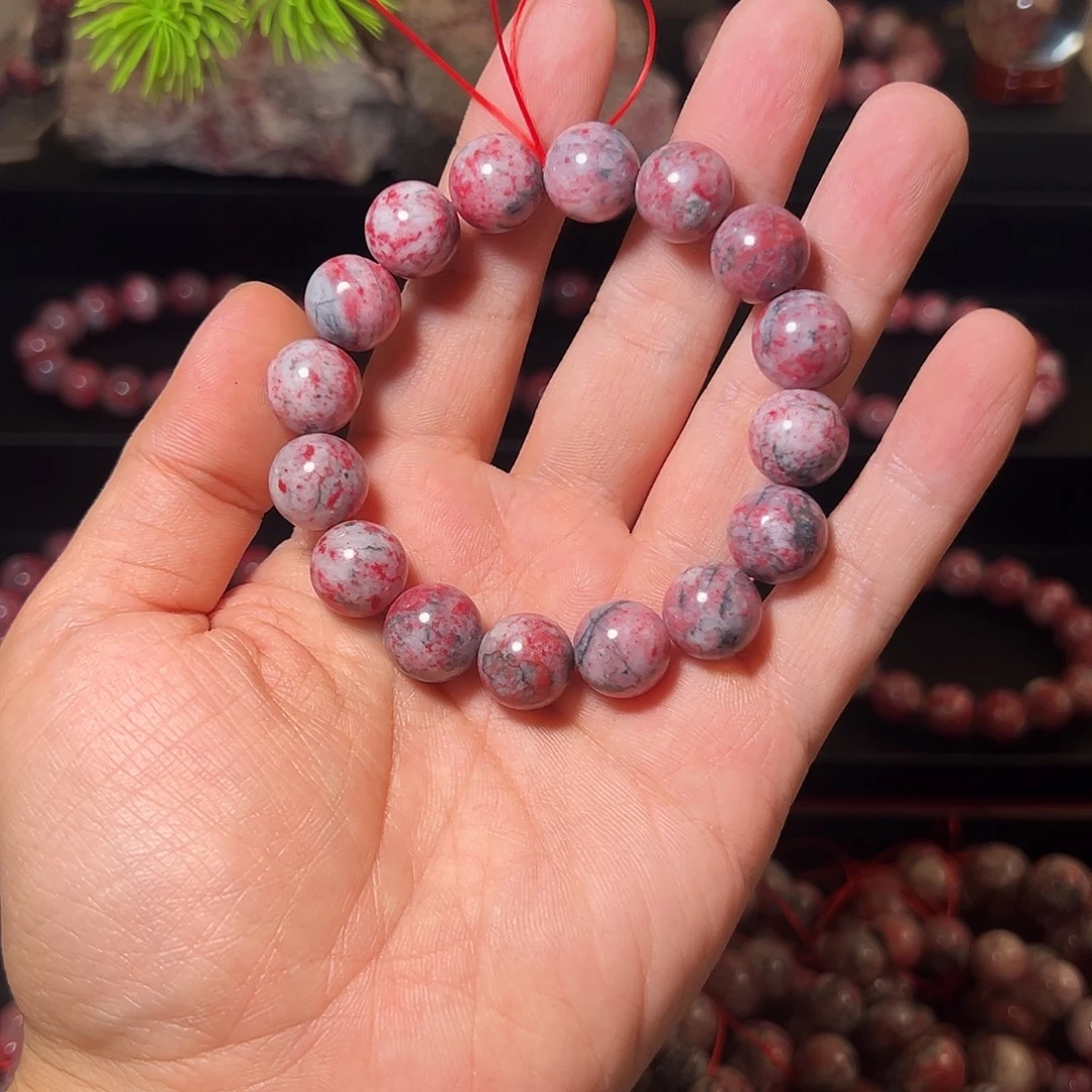 孔***方天然辰砂原石玉化手串