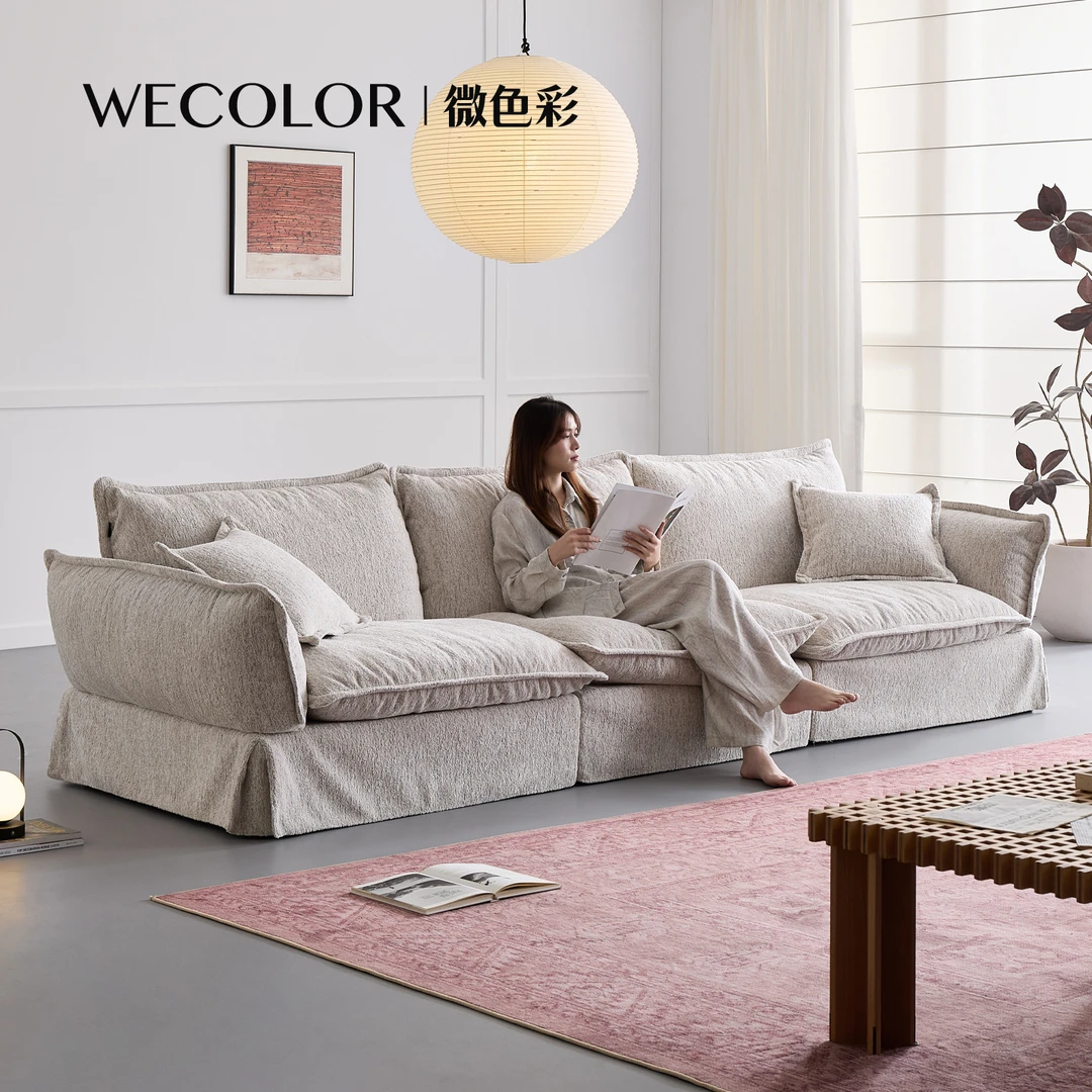 微色彩原创忘忧沙发法式奶油风客厅直排小户型全拆洗羽绒布艺沙发