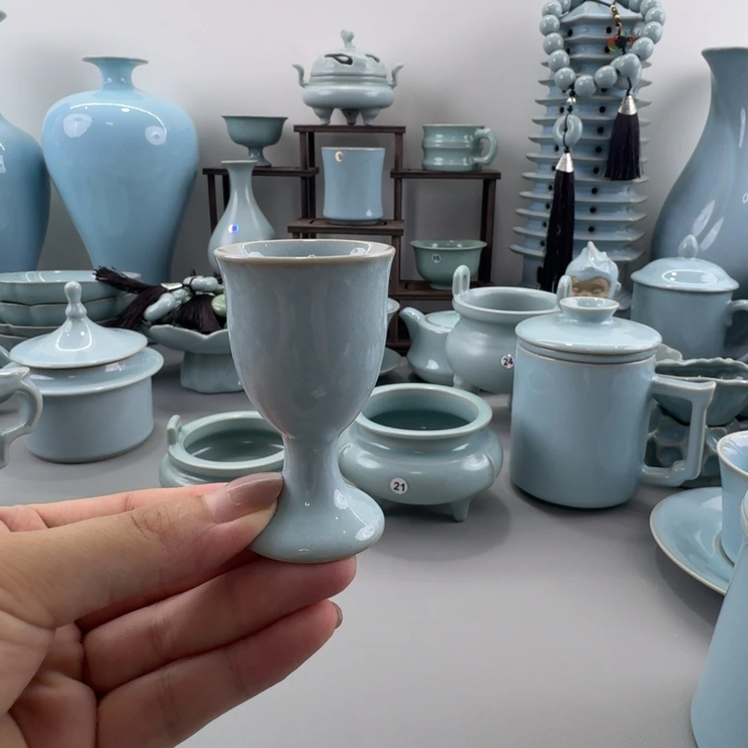 酒*汝窑天青釉大酒杯