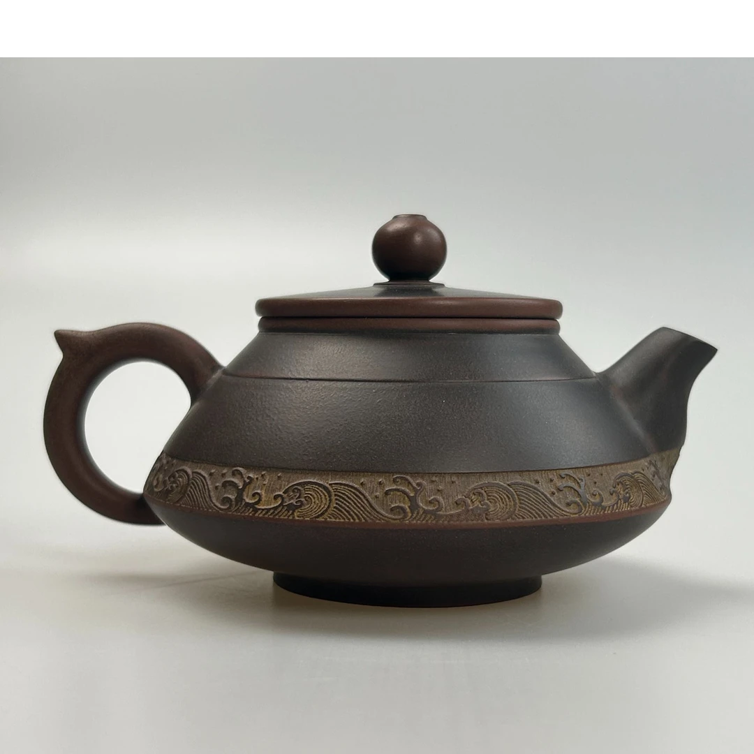 钦州坭兴陶海浪合欢壶茶壶茶杯