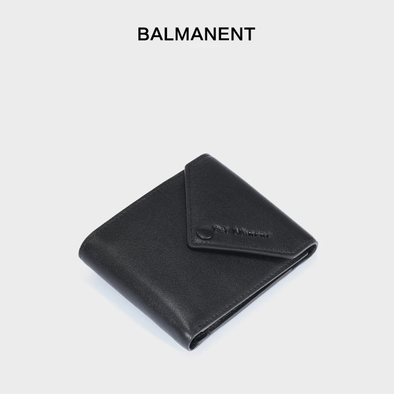 巴玛特 新款情侣款钱包 时尚短款真皮牛皮夹 欧美简约个性钱夹潮