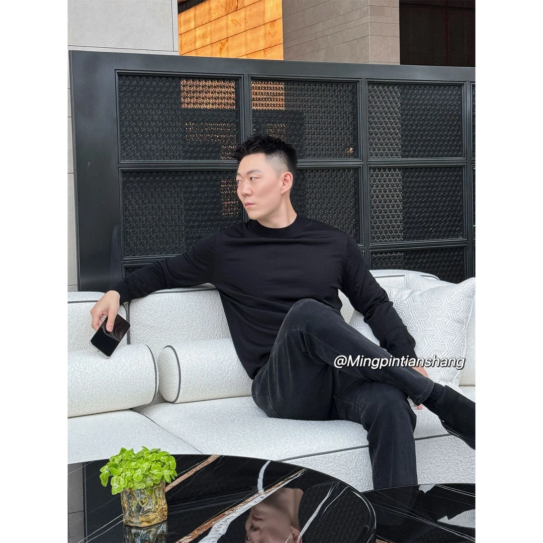 【100%绵羊毛】铭品添尚2025秋季新款男士休闲百搭针织羊毛衫#1202
