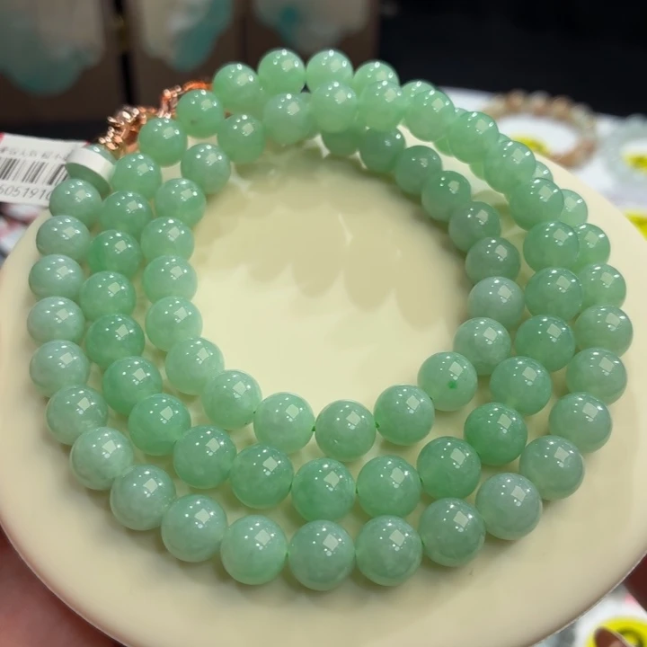 翡翠未镶嵌手链冰胶果绿卡8.4