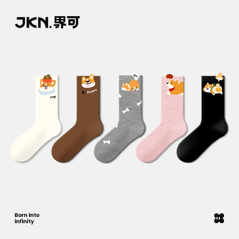 【达人专属】JKN袜子女款秋冬中筒袜ins潮爆款卡通可爱长袜无骨袜棉