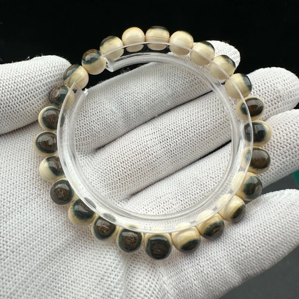 Q1932 天然猛犸 蓝眼睛手串 8mm 一物一图假一罚十
