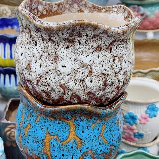 多肉绿植陶瓷花盆9.9包邮，有孔