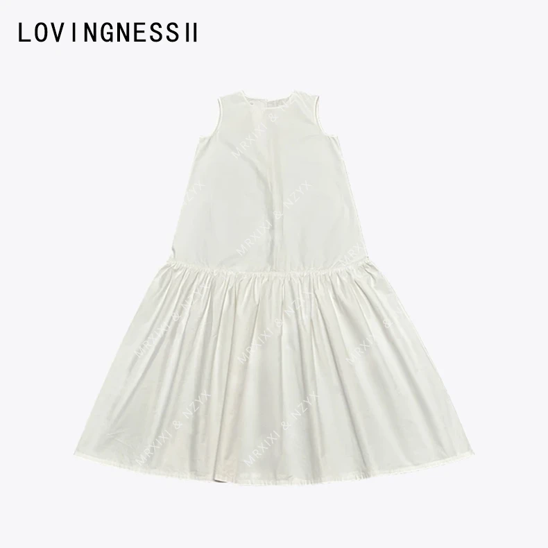 2024夏季新款小众设计极简高级感圆领显瘦纯色背心鱼尾连衣裙女