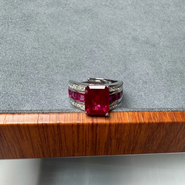 戒指 红色方戒百搭款气质款T021