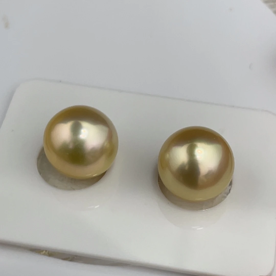 海水珍珠裸珠12.3-12.4mm枯炫彩金珠
