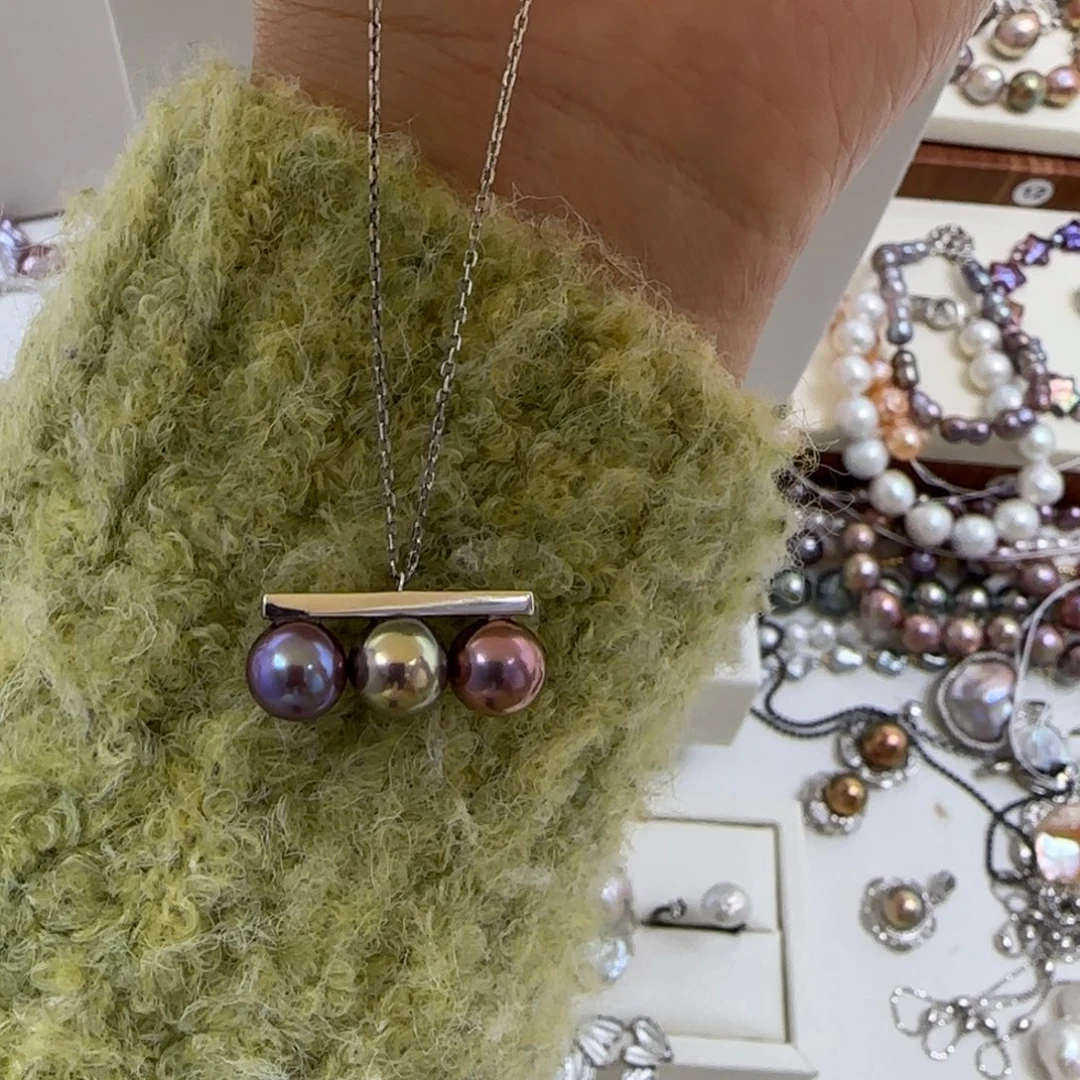 银S925镶嵌淡水珍珠项链